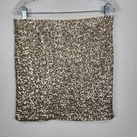 NWT Arden B Gold Sequin Pull-on Skirt Size L - Picture 5 of 8
